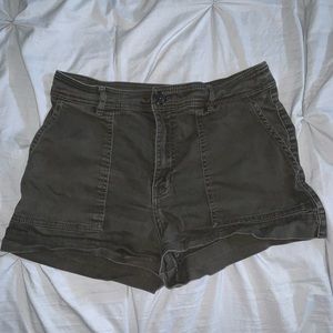 Green High Waisted Shorts For Women